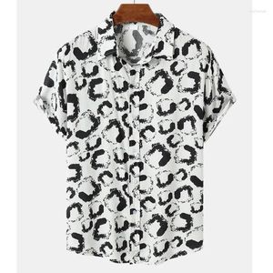 Camisas casuais masculinas 3D impresso camisa de leopardo para homens moda verão mangas curtas praia havaiana personalidade lapela aloha botão blusa