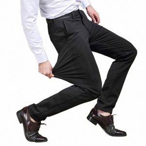 Klassische Anzughose für Männer Frühling Sommer Herren Dr Hosen Hohe Taille Stretchhose Männlich Busin Casual Hosen Schwarz Grau Blau i8wv #