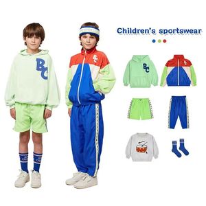 Spring BC Cool Kids Boys Clothes Colorblocked Thin Coat Windbreaker Toddler Girl Sweatshirt Set 240325