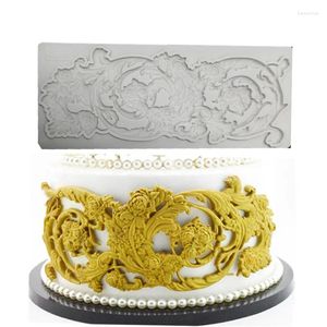 Baking Moulds European Fringed Curtain Lace Silicone Mold DIY Fondant Cake Embossing Dry Pez Utensils K759