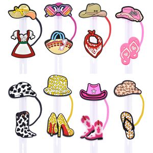 10 mm silikon cowboy hattstrå täcker, roliga cowgirls halm toppers tillbehör, ko stövlar halmtäcken mösspluggar för man kvinnliga gåvor