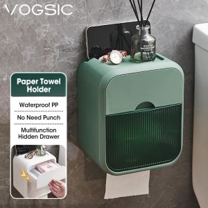 Tutucular Vogsic Wavy Desen Doku Kutusu Punchfree Rulo Kağıt Tutucu Çekmece Kağıt Kutusu Ev Depolama Organizatör Banyo Aksesuarları