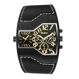 Oulm New Watches Men Luxury Brand Multial Time Zion Male Quartz WristwatchカジュアルレザーストラップウォッチRelogio Masculino2105