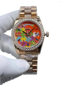 Wristwatches "Women's 36mm Enamel Color Dial Calendar Window Waterproof Watch"