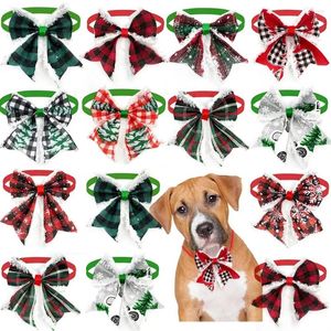 Dog Apparel Adjustable Bows Tie Bow Supplies Christmas Bowties Product Plush Pets 50pcs Neckties Grooming Pet