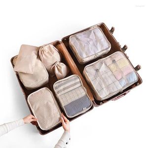 Storage Bags 8Pcs Set Travel Organizer Suitcase Packing Cubes Cases Portable Luggage Clothes Shoe Tidy Pouch Folding