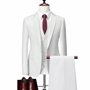 Mężczyźni Busin Blazers kamizelki kurtki Spodnie High End Wedding Party Prain Suit 3 sztuki