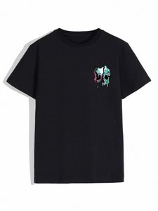 Molten Skull Print T-Shirt für Herren, lässig, Rundhalsausschnitt, kurzärmelig, Fi-Sommer-T-Shirts, Tops, normale und übergroße T-Shirts t1WC#