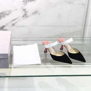 Najwyższej jakości designerskie sandały czarne różowe zamszowe skórki na jambskinę Pumki seksowne dama wysokie obcasy 7 cm spiczasty palec u nóg butów ślubnych z pudełkiem 35-42