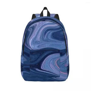 Sırt çantası erkekleri öğrenci mavi koyu mermer çanta için büyük kapasiteli okulu