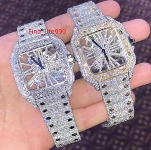 Luxus Herren Iced Out Moissanit Diamanten Uhr Automatische Einstellung Hip Hop Für marke uhr mode individuelle uhr