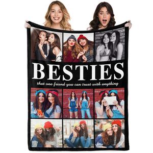 Женское персонализированное одеяло на день рождения с фотографией на заказ, одеяло лучшего друга, дружба для женщин, друзья, уникальные подарки Besties