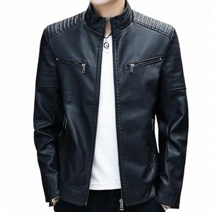2024 Men Leather Suit Jacket Men Slim Fit Short Coat Men Fi Leather jacket Streetwear Casual Blazer Jackets Male Outerwear D6jH#