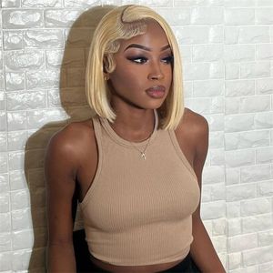 Homgoss 613 Blonde Spitze Perücke 13x4 HD Transparent Spitze Frontal Bob Perücke Menschliches Haar Vor Gezupft Gerade Echthaar perücken Für Frauen 240314