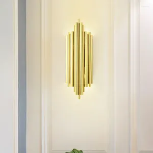 Wall Lamp Modern Gold Tube LED Lamps Sconces Luxury Home Decor For Living Room Indoor Design Bedroom Bedside Light Fixtures