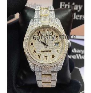 Wysokiej jakości 41 mm hip hop lodowane vvs klarowność pełna moissanite Diamond Studded Automatic Ruchy Watch for unisex pary prezenty