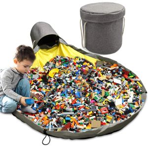 Bins de armazenamento de brinquedos Bolsa de armazenamento de brinquedos Cestas de roupa dobrável Crianças jogam tapete Organizador de limpeza de grandes dimensões Durável Blocos de construção Toys Bolsa de contêiner