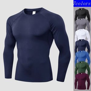 Camisas de compressão masculinas manga longa treino ginásio camiseta correndo topos legal seco esportes camada base atlético undershirts 240325