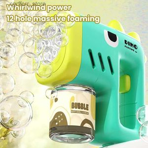 Gun Toys Dinosaur electric bubble machine childrens automatic soap blowing and shaping machine with lights summer outdoor party fantasy toy game240327