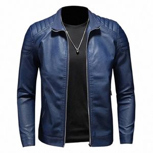 stand Collar Leather Jacket Men's Fi Jacket 2024New Casual Men's Leather Jacket Slim Korean Versi Handsome Men's Clothing 64tP#