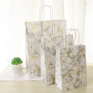 Gift Wrap 20pcs Bronzing Gold Kraft Paper Bags Fashionable Clothes Food Party Wedding Supplies Wrapping Bag Shop Packaging