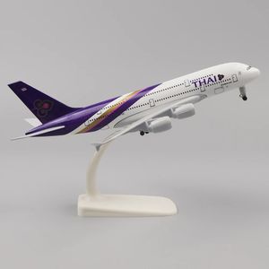 Metall Aircraft Airliner Model 20cm 1 400 Thai Airways A380 Replica Alloy Material Aviation Simulation Toys Collectibles 240319