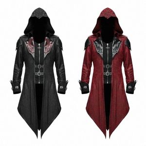 new Medieval Halen Retro Patchwork Jacket For Men's Gothic Dark Clothing F7nh#