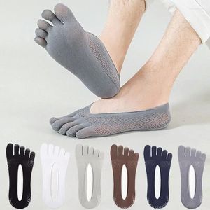 Mens Socks Silk Summer Elastic 5pairs Ankle Men Fingers Ultra-thin Sock Invisible Breathable Silicone with Toe Non-slip