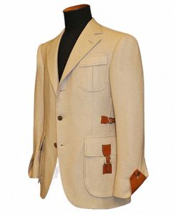 Herrjacka Lapel Pocket Design Buckle Three-Butt kostym Jacka utomhus högkvalitativ busin Casual Men's Jacket M-4XL M4KM#