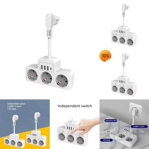 2024その他のホームアプライアンスパワーストリップアダプターEuroplug 4 USB出力拡張ケーブルサージプロテクターホームプラグアダプター付き電気ソケット