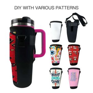 Insulated Sublimation Cup Blank Reusable Neoprene Cover Sleeves Drinks Sleeve Holder 40Oz Tumbler With Handle For DIY New