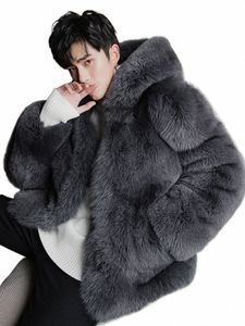 Vinterklassisk stil mjuk varm faux päls kappa lg hylsa plus storlek designer män streetwear kläder fluffy jacka 2022 z67 e70h#