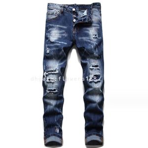 Jeans maschile a più buche artigianato pesante artigianato indossato a mano dipinta a mano spazzolata jeans jeans jeans jeans jeans americani jeans 24d2 jeans