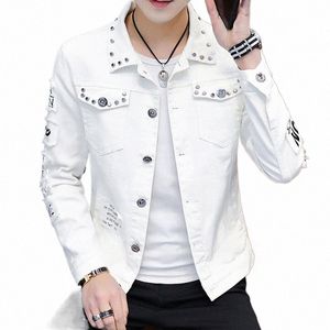 fi Men denim jacket Spring And Autumn Persalized design jean coats Male slim Fit Solid color Handsome Versatile g3wN#