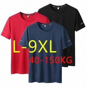 t-shirt Big Size for Men Quick Drying T-shirt for Men Round Neck Plus Size Short Sleeve K1uM#