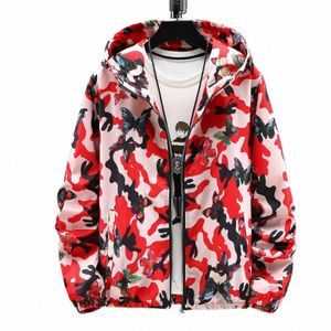 2024SPRING HERS Windbreakers Casual Hooded Jacket Ny Cool Windproof Jacket Herrjacka kläder Plus Size T8aw#