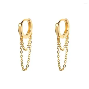 Dangle Earrings TIANDE Gold Color Tassel Double Chain For Women Classic Smooth Piercing Hoop Drop 2024 Fashion Jewelry Wholesale