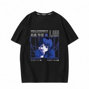 série Experimental Lain Cott T-Shirt Japonês Anime Unisex Homens Mulheres Streetwear y2k Persality Manga Top Graphic Tees G2nF #