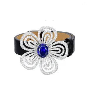 Relógios de pulso 925 Pulseira de Prata Alto Carbono Diamante Royal Azul / Italiano Palmiero Master Collection / Flor Azul Tesouro