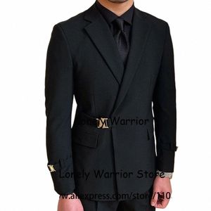 Fi czarne garnitury na męskie formalne busin Blazer Wedding Groom Tuxedos 2 -częściowe setowe spodnie kurtki traje de hombre elegante e5cq#