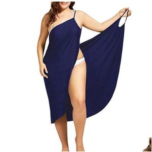 Basic & Casual Dresses Oufisun Women Plus Size Pareo Beach Er Up Wrap Dress Bikini Bathing Suit Ups Robe De Plage Beachwear Femme Tun Dhjpw