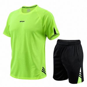 Спортивный костюм мужской летний с короткими рукавами быстросохнущая беговая одежда для баскетбола и футбола летняя тренировочная одежда для фитнеса утро z0HT#