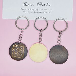 Wood round brand car key chain pendant Mother's Day gift MAMA key chain