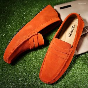 Casual Shoes Designer Brand Large Size 49 Mens Loafers Classic Smile äkta Suede Leather Moccasins Office for Men Flats Driving