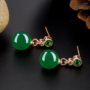 Orecchini pendenti con ciondolo in giada verde naturale di grado A per donna, argento sterling 925, regalo di gioielleria geometrica per feste femminili