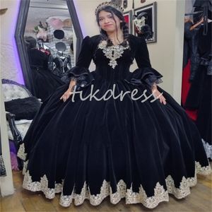 Vintage Tarihi Viktorya Siyah Balo Elbiseleri Ceketli 18. Yüzyıl Avrupa Marie Antoinette Kostümü Ortaçağ Rokoko Vampir Gece Elbise Gotik Mariage