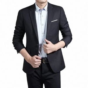 2023 Fi New Men's Casual Boutique Busin Solid Color Single Butt Suit Blazers Jacket Coat O3a4#