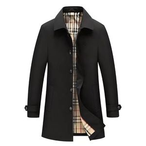 Plaid Spring Autumn Mens Casual Trench Coat Mens Jackets Fashion Windbreaker Jacket Turtle Neck Trench Coats Outerwear Coats Top Quality Cargidan Men's Clothing 4XL