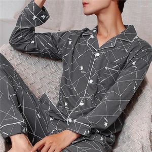 Homens sleepwear dihope homens listrado algodão pijama conjuntos para manga curta calças compridas pijama masculino homewear lounge wear