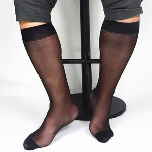 Men's Socks Men Dress Tube Male Sheer Striped Mid-calf Stockings Ultra Thin Erotic Formal Wear Man Transparent Business